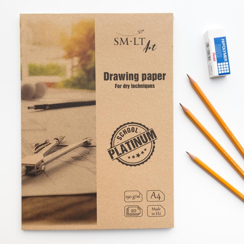 Teczka z Papierem Rysunkowym SMLT Art School Platinium Drawing Paper 190 gsm