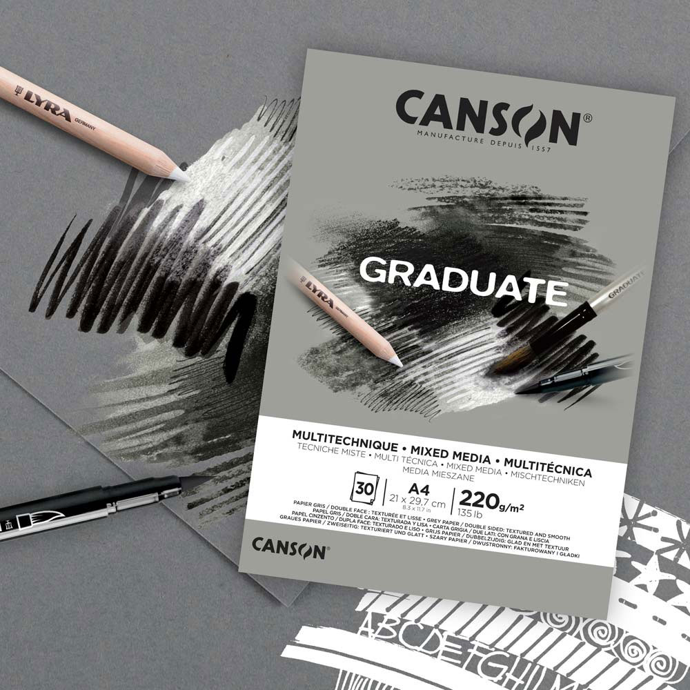 Blok Canson Graduate Mixed Media Grey 220 gsm