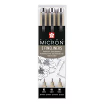 Cienkopisy Sakura Pigma Micron 3 Black Set 0.2  0.4  0.8 POXSDK3