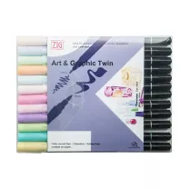 Pisaki Kuretake Art & Graphic Twin 12 Pastel set TUT-80/12VPA