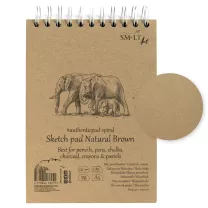 Blok do Rysowania SMLT Art Sketch Pad Natural Brown 135 gsm 80 ark. Słonie A5 Spirala 5EB-80TS/NTB