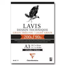 Blok Clairefontaine Lavis Technical Drawing 200 Gsm 10 Ark. A3 96342c