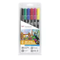 Tombow Dual Brush Pen 6 Primary Colours ABT-6P-1