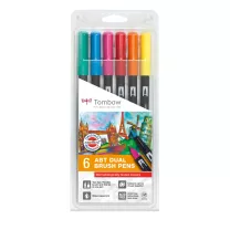 Tombow Dual Brush Pen 6 Dermatologically Tested Colours ABT-6P-3