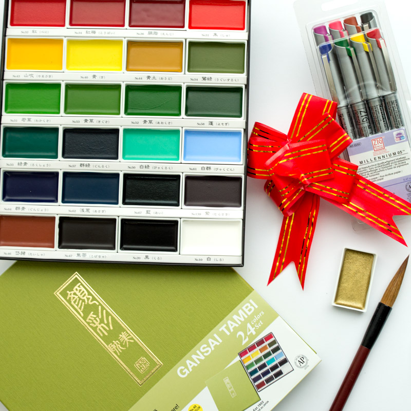 Kuretake Gansai Tambi – Ricarica Acquerello Verde Oro N. 405 – Colore Giapponese Professionale Per Artisti - 4