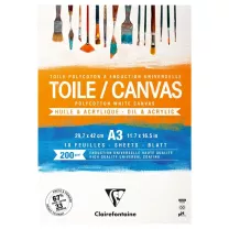 Pł&oacute;tno Malarskie W Bloku Clairefontaine Toile Polycotton Canvas White 200 gsm A3 975208
