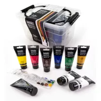 Farby Akrylowe Liquitex Basics Acrylic Starter Box 9 x 75 ml & 6 Brushes 3699407