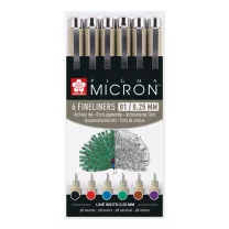 Cienkopisy Sakura Pigma Micron 6 x 01 mm Basic Colours POXSDK016