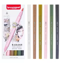 Pisaki Bruynzeel Fineliners Brush Pens 6 Tokyo