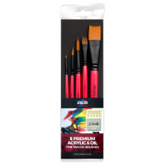 Pędzle Zieler Fine Taklon Brushes Set 5 Premium Acrylic & Oil 09299268