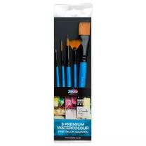 Pędzle do Akwareli Zieler 5 Premium Watercolour Fine Taklon Brushes Set 09299267