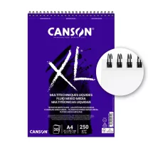Blok Canson XL Fluid Mixed Media 250 gsm Spirala A4 21 x 29,7 cm 30 ark. 400110533