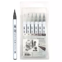 Brush Peny Kuretake Zig Clean Color Real Brush 6 Cool Gray set RB-6000AT/6VB