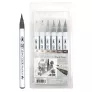 Brush Peny Kuretake Zig Clean Color Real Brush 6 Cool Gray set RB-6000AT/6VB