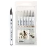Brush Peny Kuretake Zig Clean Color Real Brush 6 Warm Gray set RB-6000AT/6VC