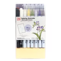 Zestaw Kuretake Exploring Watercolor How to Paint Flowers Gradation EW-2