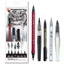 Zestaw Kuretake Inktober 2025 Illustration Basic set 3 IKTB-22/5V