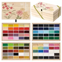 Farby Kuretake Gansai Tambi 100 Color set Wooden Box MC20/100WD3