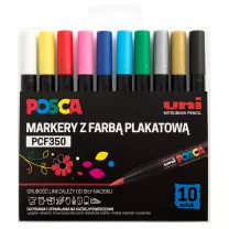 Markery Posca Zestaw PCF-350 Brush Pen 10 set