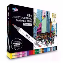 Markery Alkoholowe Zieler Artists Graphic Marker Pens Dual Tip 25+1 set 09299541