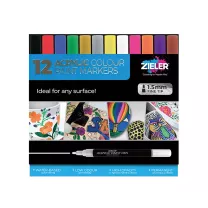 Markery Akrylowe Zieler Acrylic Paint Markers Fine Tip 1,5 mm 12 Bright set 09299289