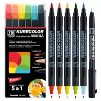 Pisaki Kuretake Kurecolor Fine & Brush For Manga 5+1 Basic CNKC-2200N/6VBA